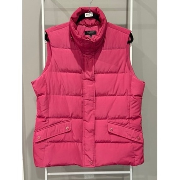 Talbots Jackets & Blazers - Talbots Pink Puffer Vest Down Fill Quilted Snap Zip Front Pockets Womens Large